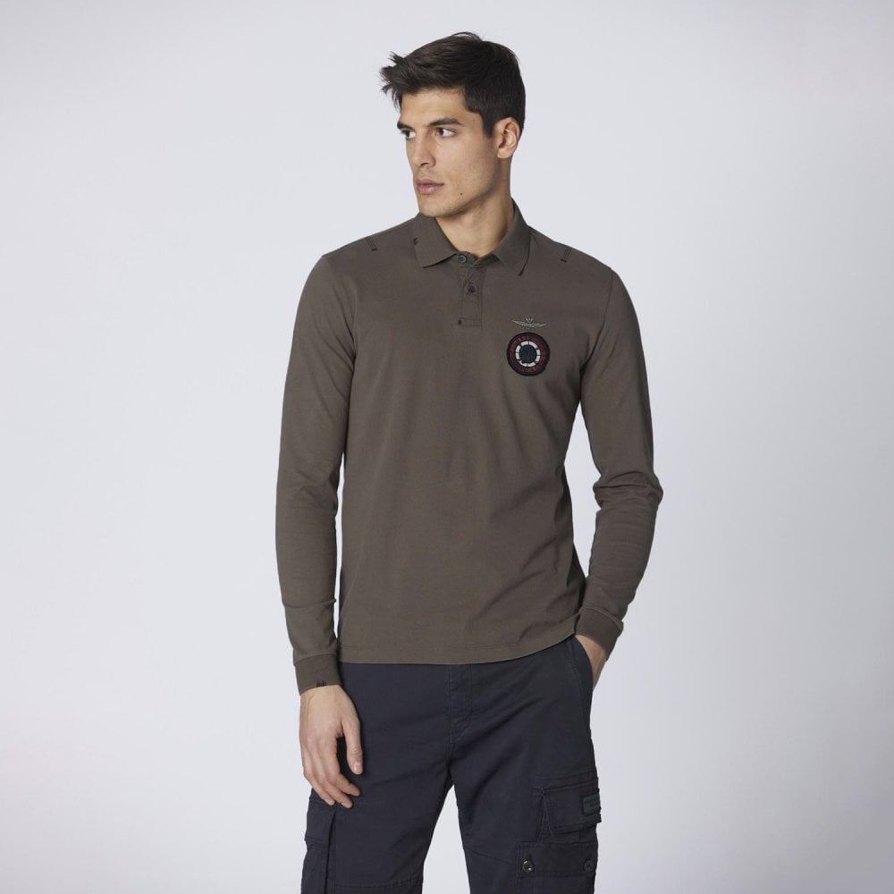 AERONAUTICA MILITARE MEN LIGHT BROWN POLO REGULAR FIT